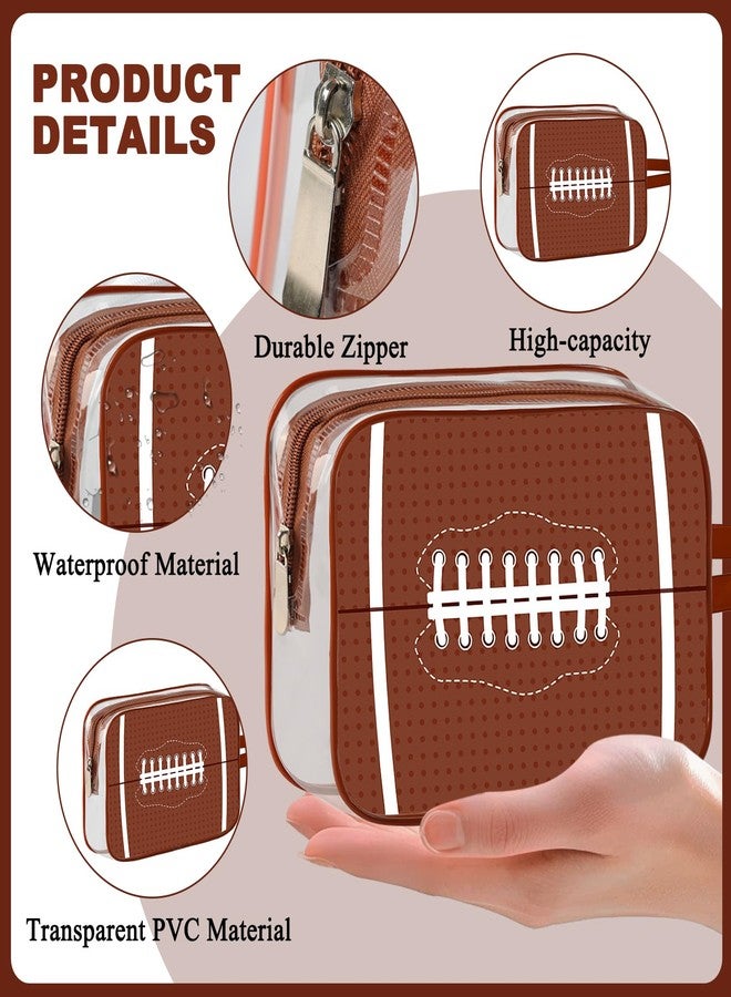 Lebaley 16PCS Football Cosmetic Bag - Waterproof Football Clear PVC Travel Bag,Football Gift Accessories Bags Goodie Snack Makeup Bag,Toiletry Zipper Pouch Organizer,Football Team Gifts for Team Player - Image 2